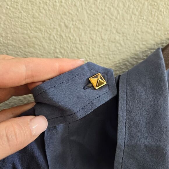 GUCCI Blue Silk Blouse Shirt Top size 42 6 - Picture 2 of 11